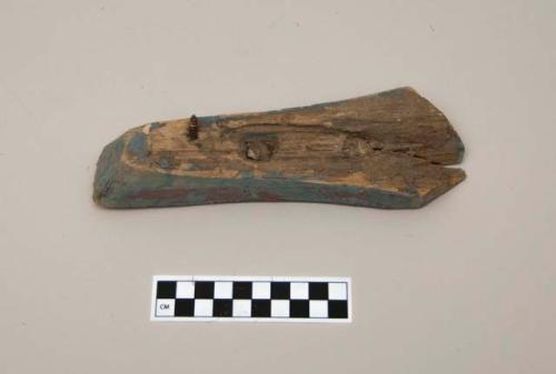 Model wooden boat component, fragment of bow