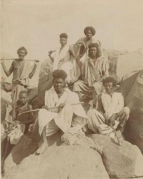 Group sitting on rocks