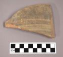 Ceramic body sherd with painted banded decorations on exterior