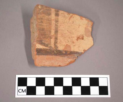 Ceramic body sherd with painted geometric design on exterior