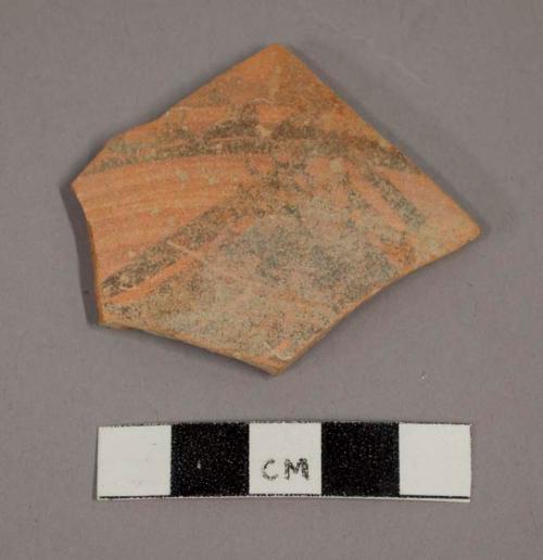 Ceramic body sherd with painted geometric design on exterior