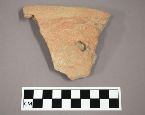 Ceramic sherd, unglazed shallow rim and body