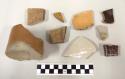 Miscellaneous stoneware body sherds, including one large flask base with side