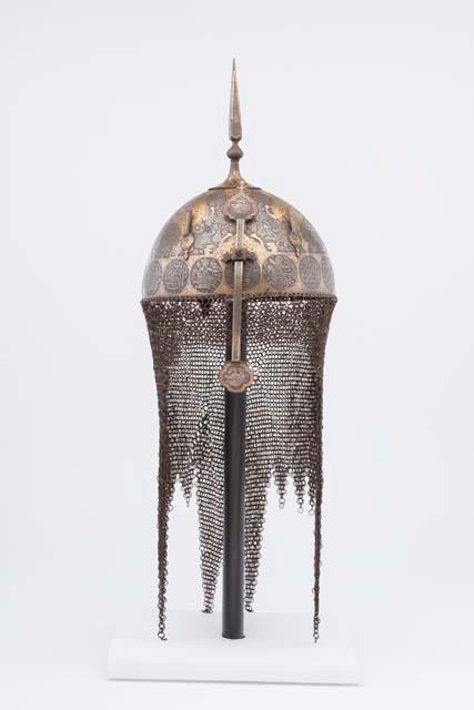 Helmet (Persian, kulah khud), engraved and damascened