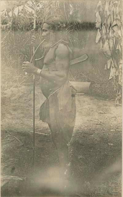 Bulu man with courie shell headdress