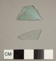 Aqua glass fragments, one curved and one flat