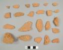 Handmade brown-orange brick fragments