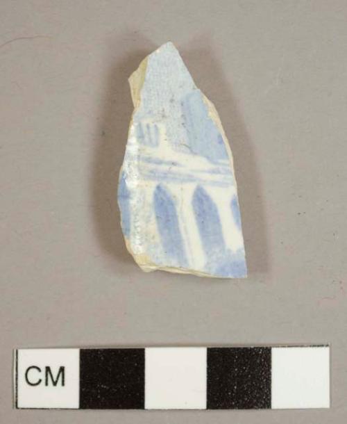 Blue transfer-printed ironstone sherd