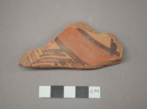 Painted potsherd - Jhukar painted, pink paste, pink slip, black & red paint