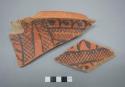 Painted potsherds - Harappa painted sherd, pink paste, red slip, black paint