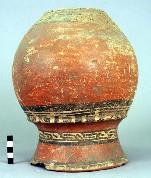 Painted earthen vase with base