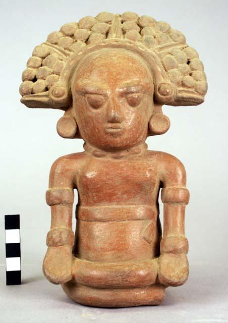 Human pottery figurine (upper part of body); reddish brown; height 19 1/2 cm