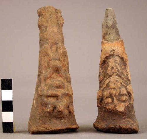 2 effigy pot legs (pottery)