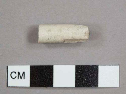 Kaolin/White ball clay pipe stem fragment with a 4/64-inch bore hole