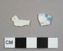 Pearlware sherds, one with blue handpainted design