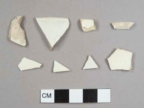 Creamware sherds, including two rim sherds to hollowware vessels