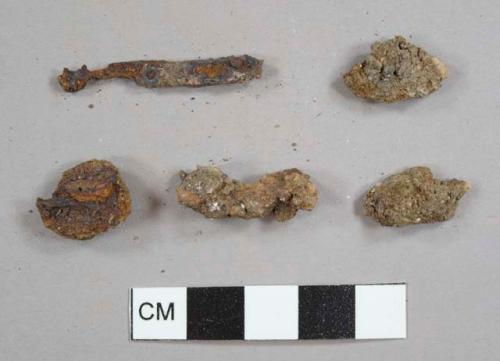 Iron fragments, including one possible nail fragment