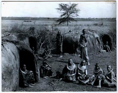 Group of people and huts