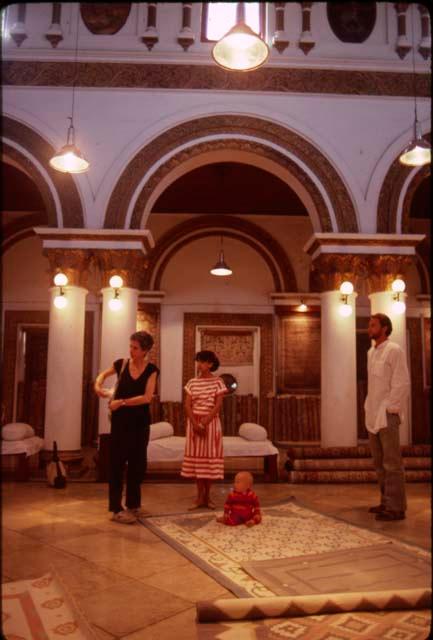 Adele Pressman, Leila O., Caleb Gardner at rug store - Benares, India
