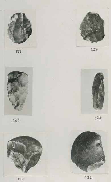 Neolithic flint tools with overlayed drawings