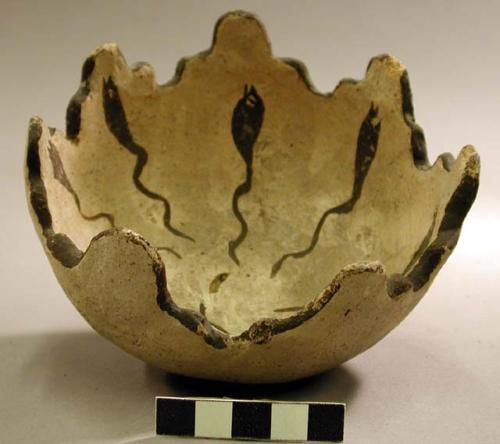 Brown on white pottery terraced bowl