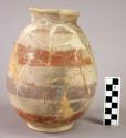 Polychrome pottery jar, horizontal stripes