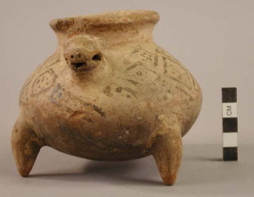 Small polychrome pottery tripod jar