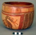 Yojoa polychrome pottery bowl, bold anamalistic style