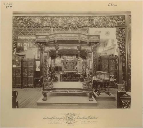 Centennial International Exhibition 1876 Chinese exhibit main building variety of ornate furniture