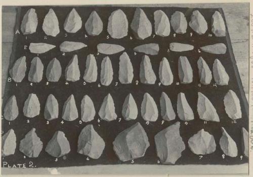 Collection of flaked stone tools