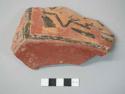 Fragments of a square Pucara polychrome pottery bowl