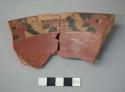 Fragments of Pucara polychrome pottery  bowl - interior band of profile heads
