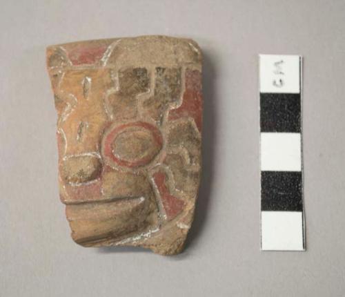 Pucara polychrome relief Puma head potsherd