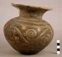 Restored polychrome pottery vessel