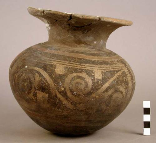 Restored polychrome pottery vessel