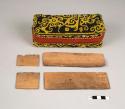 Beaded box for betel nut, etc. with 4 pieces of wood