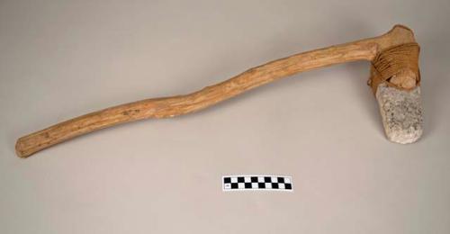 Rude shell axe, on handle