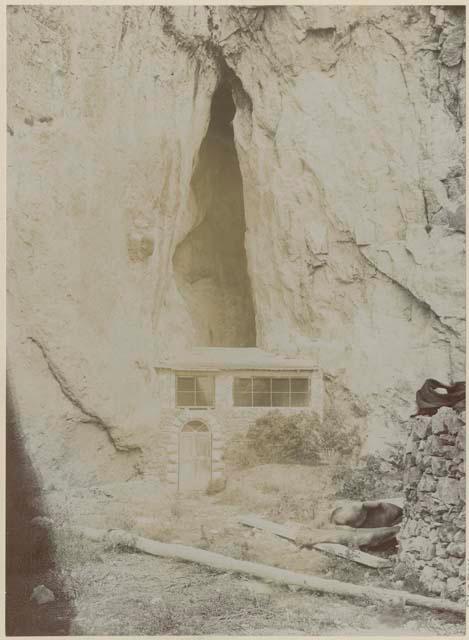 Building at cave entrance