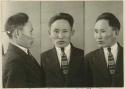 Studio portrait of a man, three views