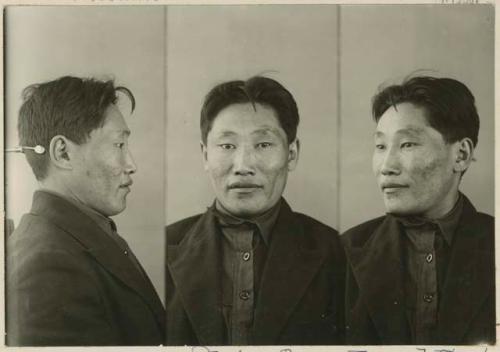 Studio portrait of a man, three views