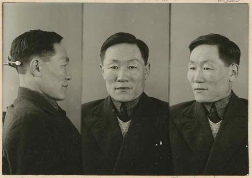 Studio portrait of a man, three views