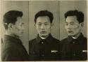 Studio portrait of a man, three views