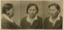 Studio portrait of a woman, three views