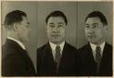 Studio portrait of a man, three views