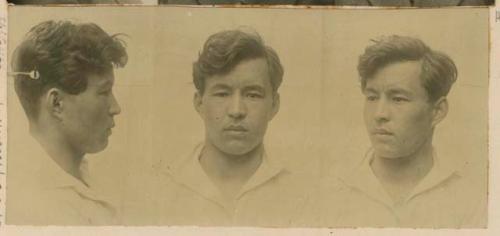 Studio portrait of a man, three views