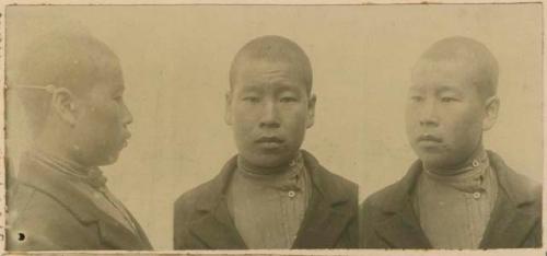 Studio portrait of a man, three views