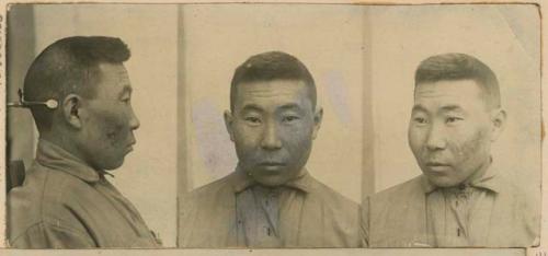 Studio portrait of a man, three views