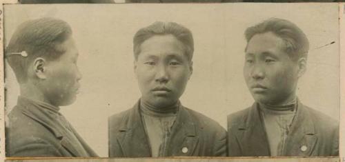 Studio portrait of a man, three views