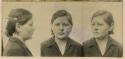 Studio portrait of a woman, three views