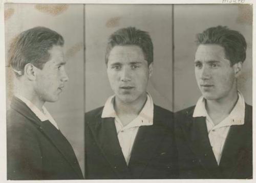 Studio portrait of a man, front and side views